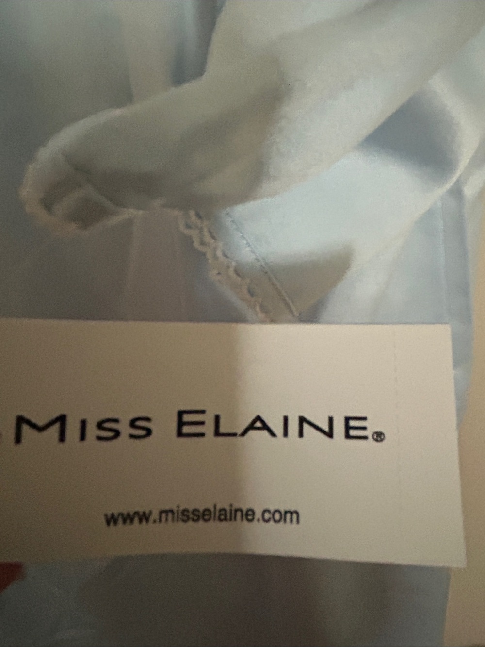 NWT Miss Elaine Light Blue Long Sleeve Nightgown with Lace Bib - Picture 15 of 17